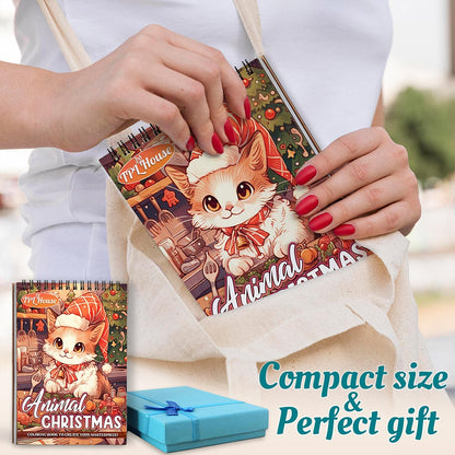 Animals Christmas Spiral Coloring Book For Adults