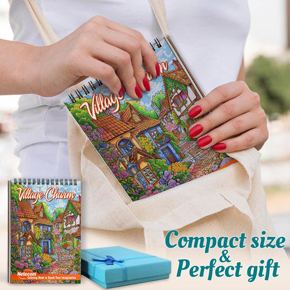 Netecom Village Charm Spiral Coloring Book For Adults