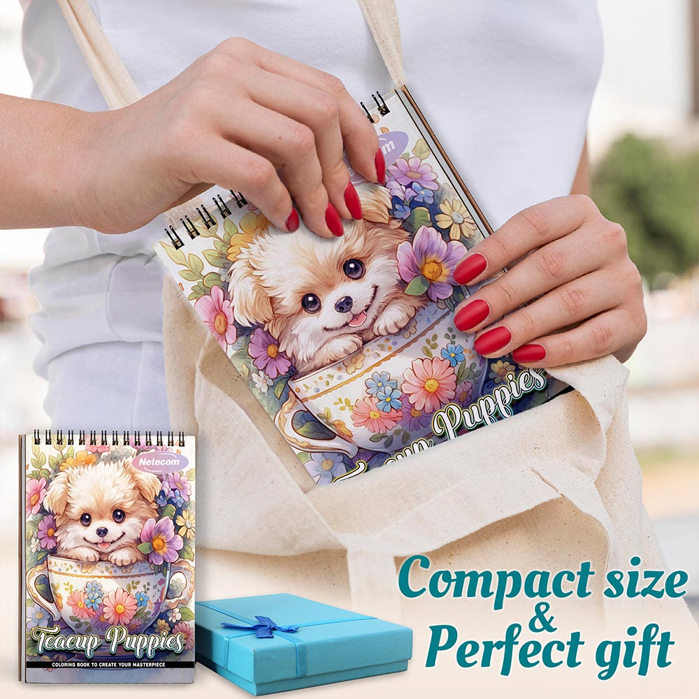 Netecom Teacup Puppies Spiral Coloring Book For Adults