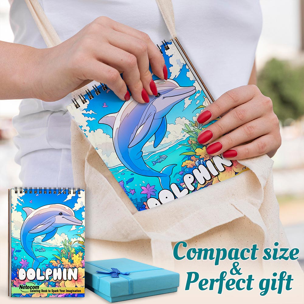 Netecom Dolphin Spiral Coloring Book For Adults