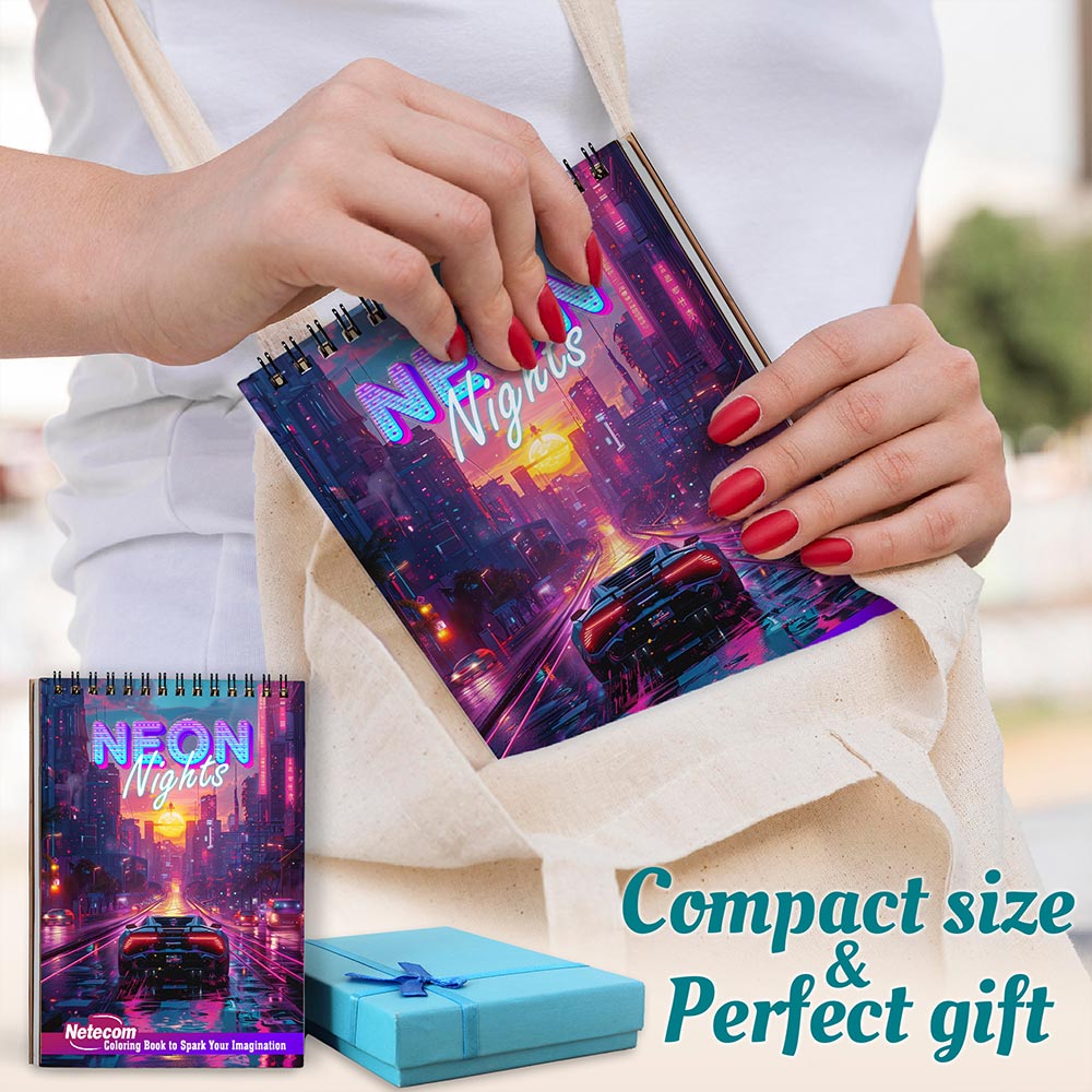 Netecom Neon Nights Spiral Coloring Book For Adults