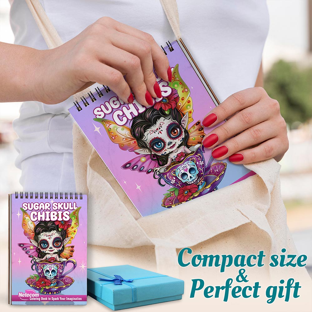 Netecom Sugar Skull Chibis Spiral Coloring Book For Adults