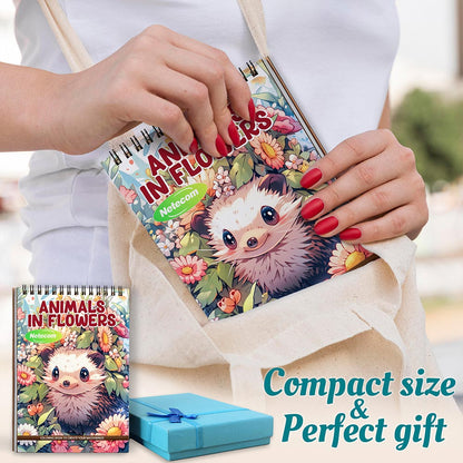 Animals in Flowers Spiral Coloring Book For Adults