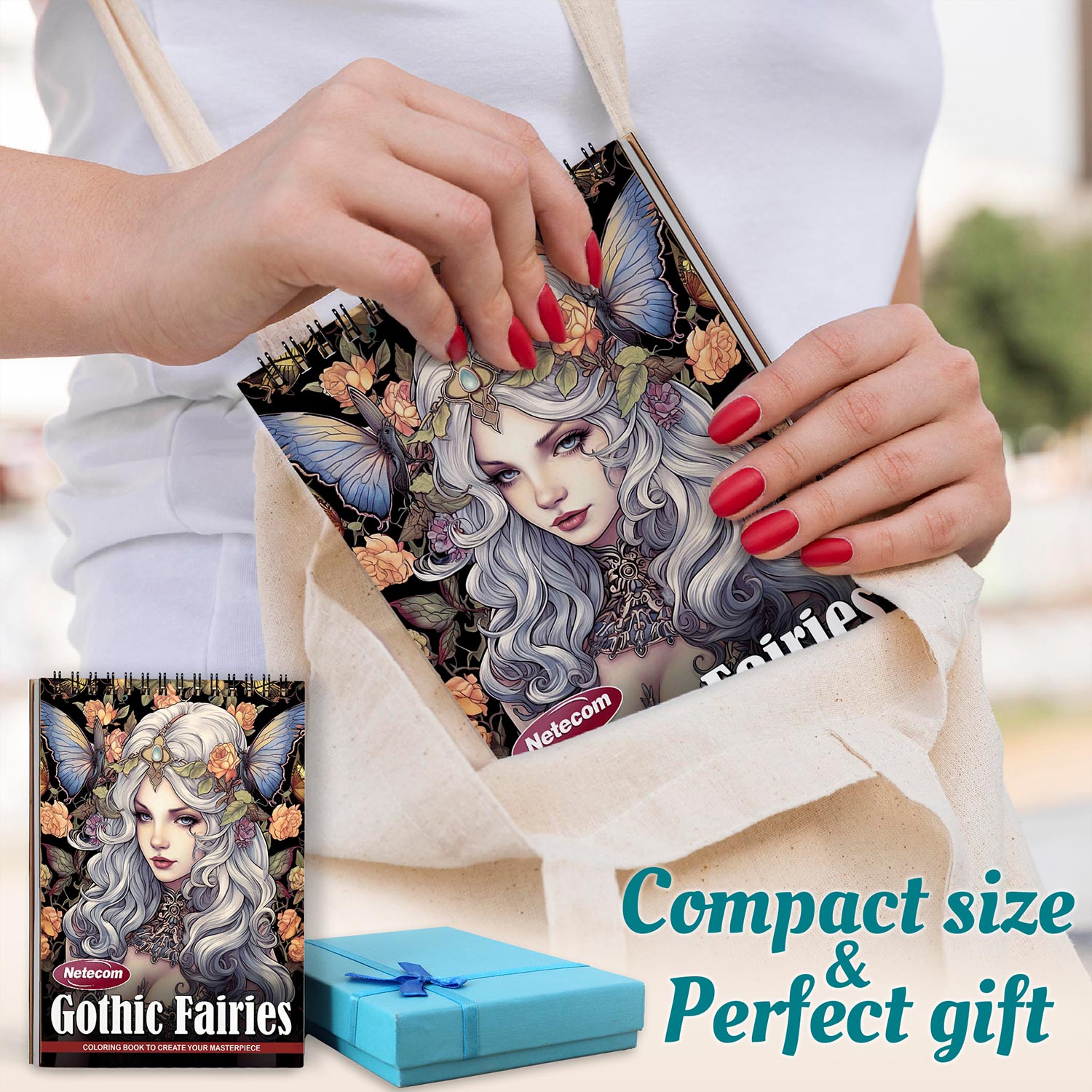 Netecom Gothic Fairies Spiral Coloring Book For Adults