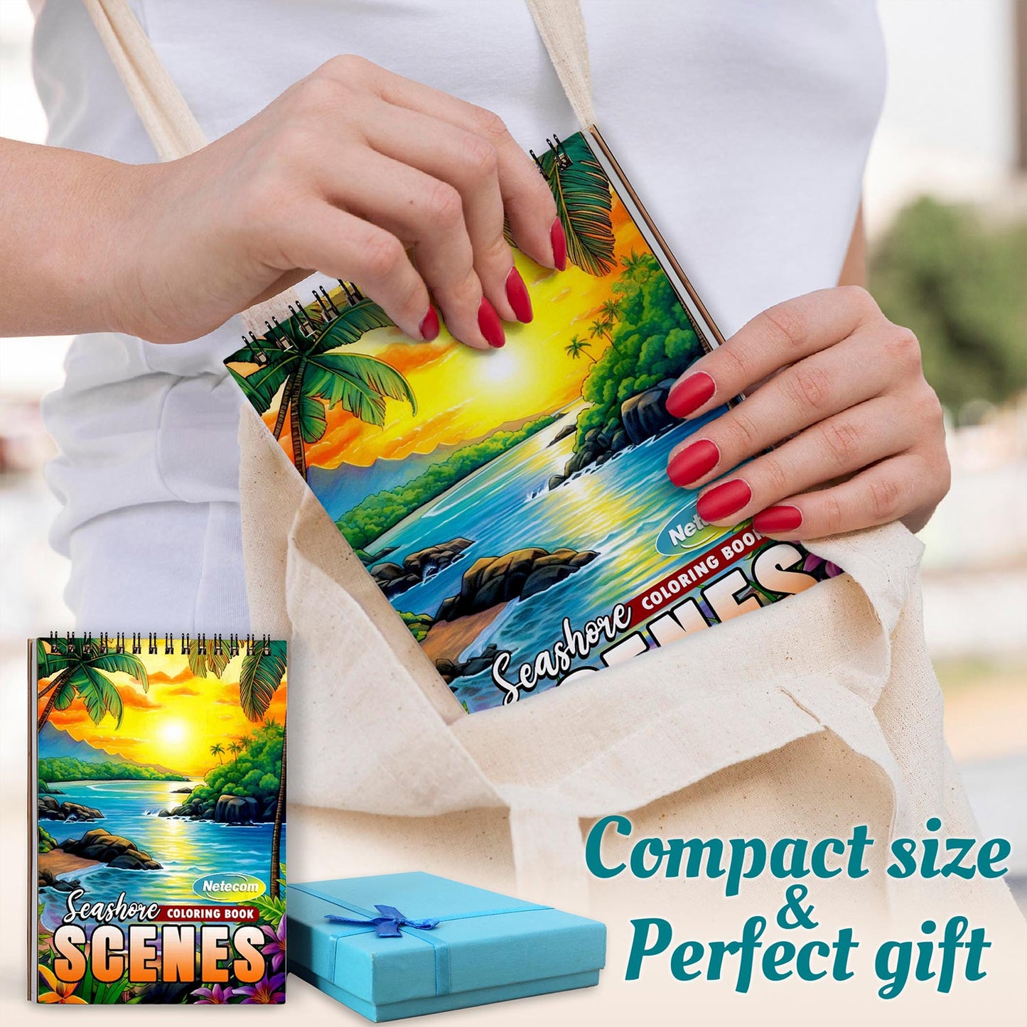 Netecom Seashore Scenes Spiral Coloring Book For Adults