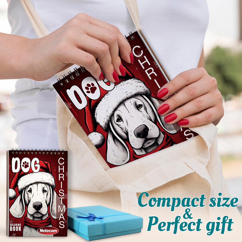 Netecom Christmas Dog Spiral Coloring Book For Adults