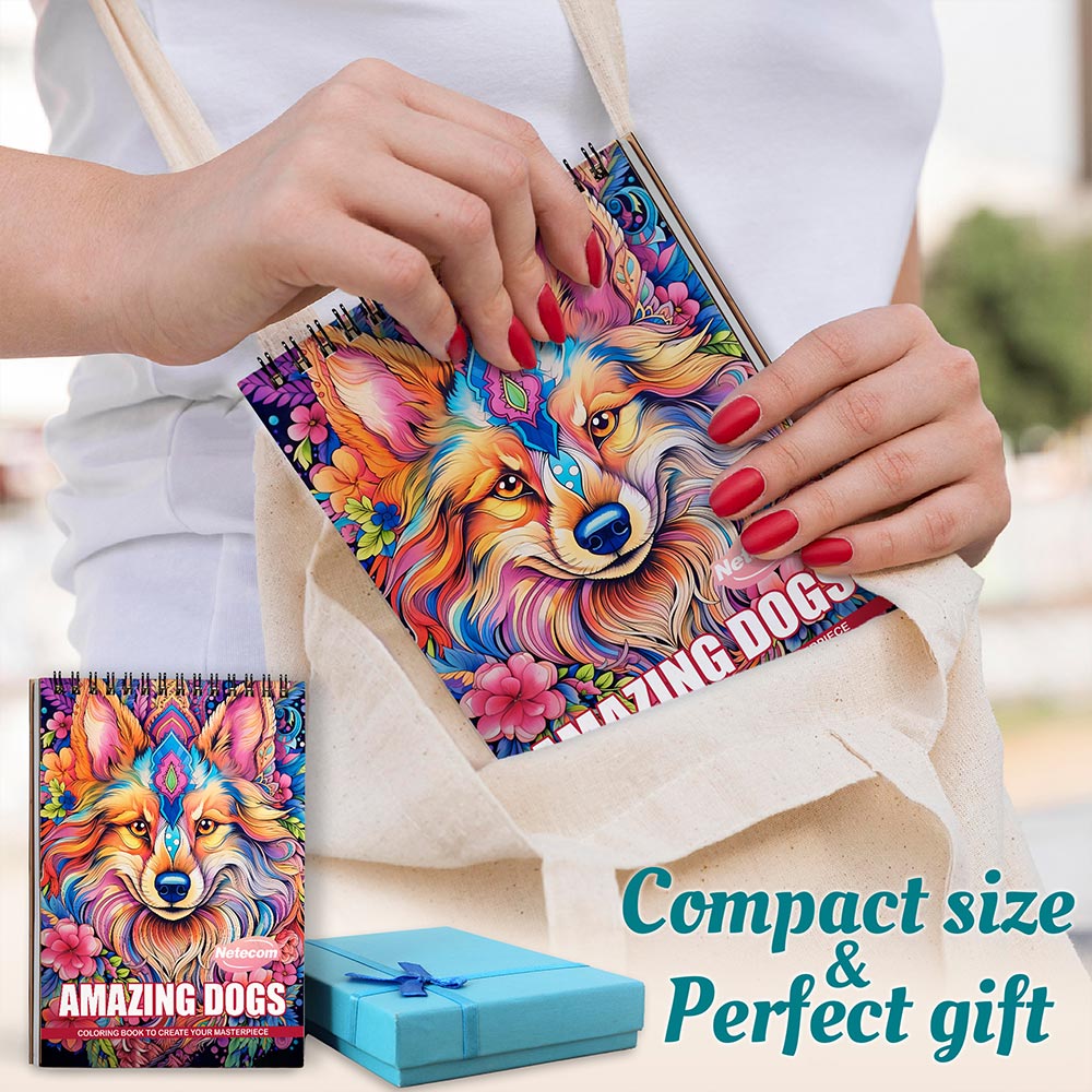 Netecom Amazing Dogs Spiral Coloring Book For Adults