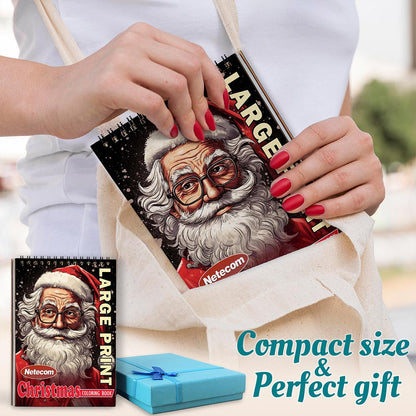 Netecom Christmas Large Print Spiral Coloring Book For Adults