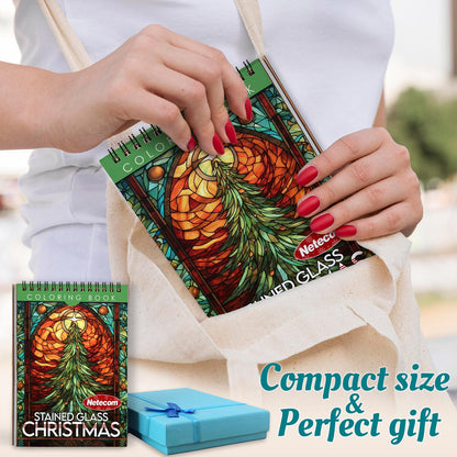Netecom Christmas Stained Glass Spiral Coloring Book For Adults