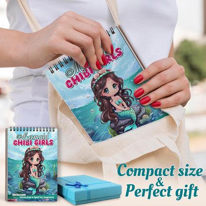Netecom Mermaid Chibi Girls Spiral Coloring Book For Adults