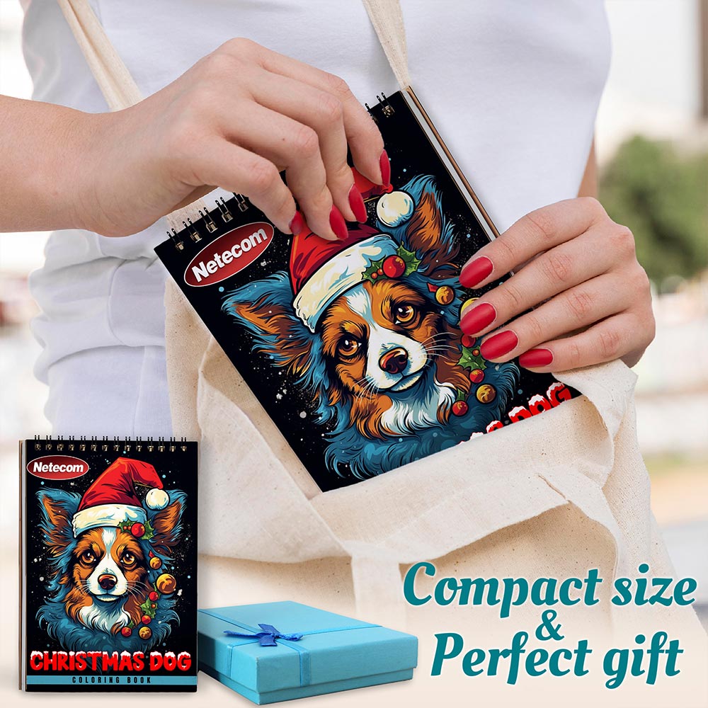 Netecom Christmas Dog Spiral Coloring Book For Adults