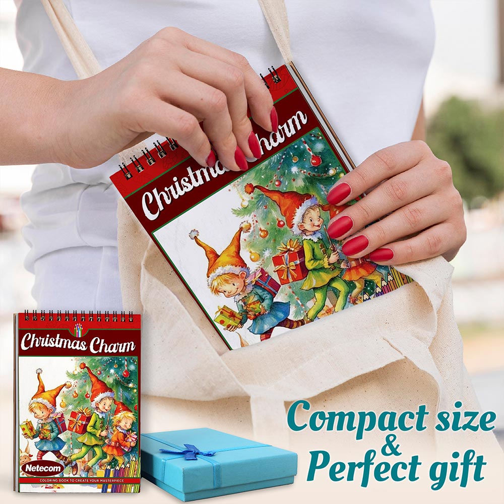Netecom Christmas Charm Spiral Coloring Book For Adults