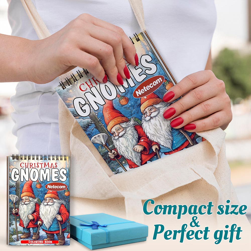 Netecom Christmas Gnomes Spiral Coloring Book For Adults