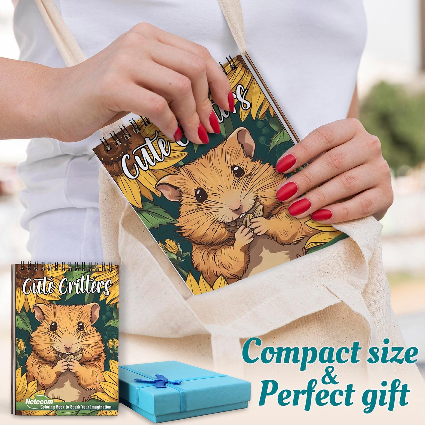Netecom Cute Critters Spiral Coloring Book For Adults