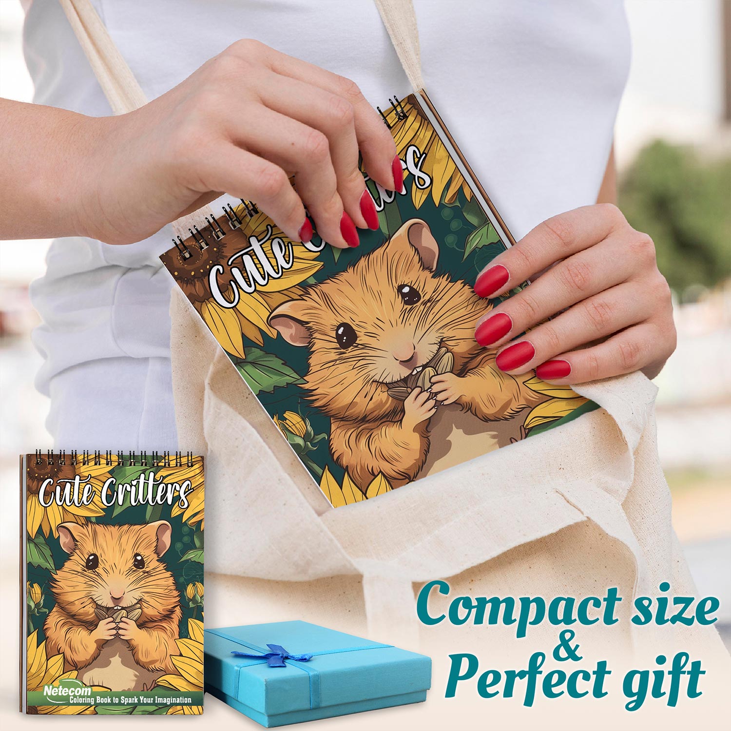 Netecom Cute Critters Spiral Coloring Book For Adults