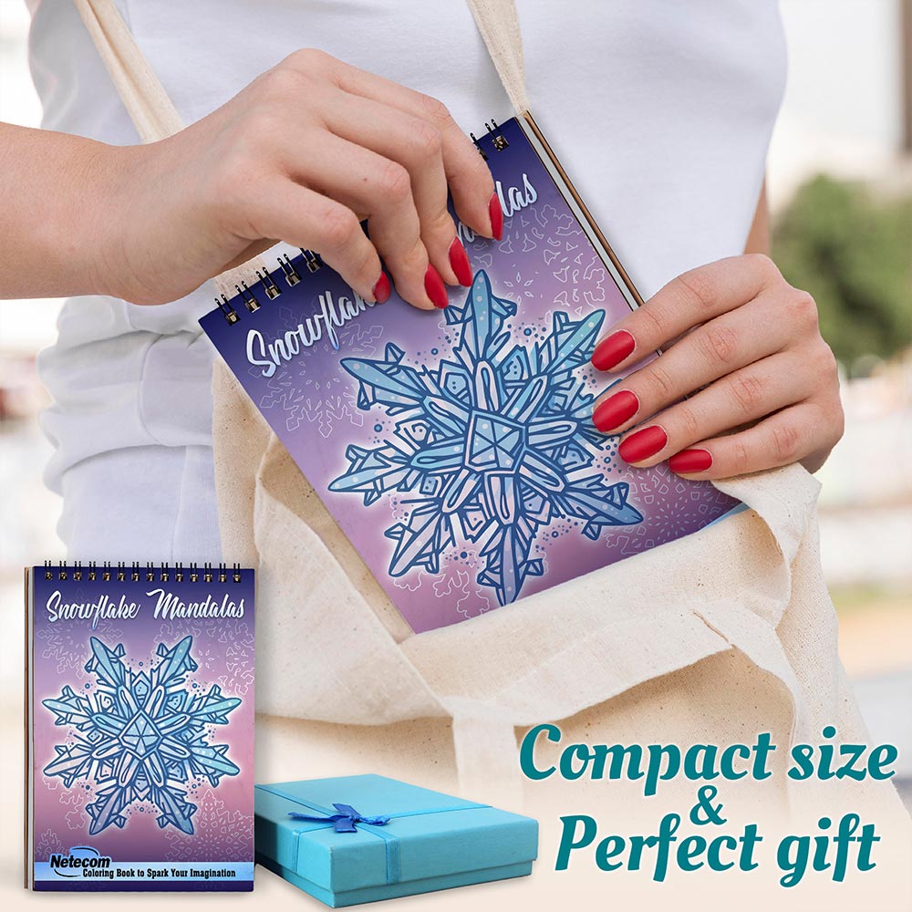 Netecom Snowflake Mandalas Spiral Coloring Book For Adults