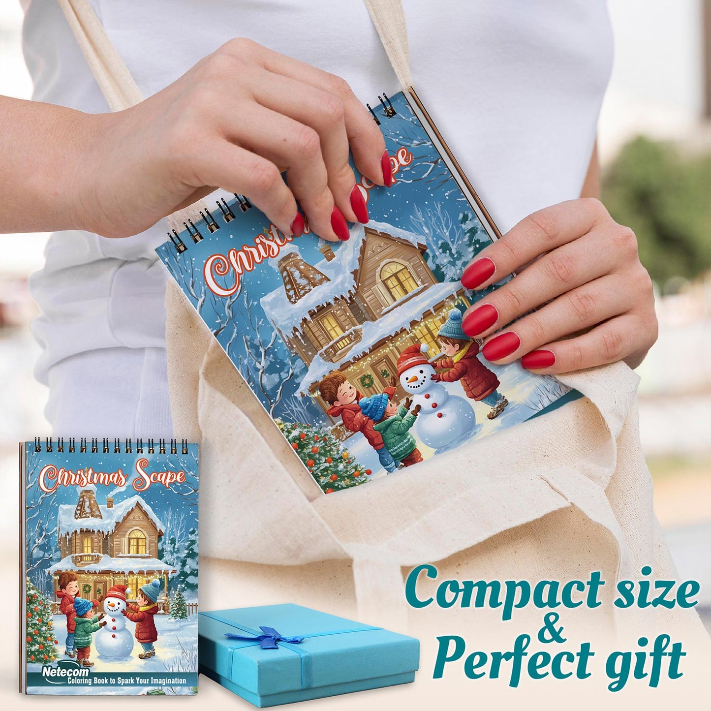 Netecom Christmas Scape Spiral Coloring Book For Adults
