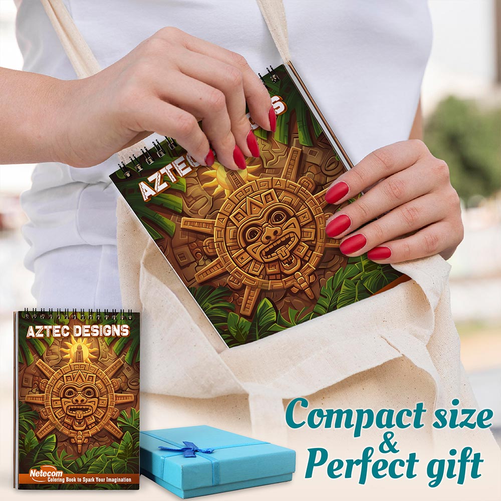 Netecom Aztec Designs Spiral Coloring Book For Adults