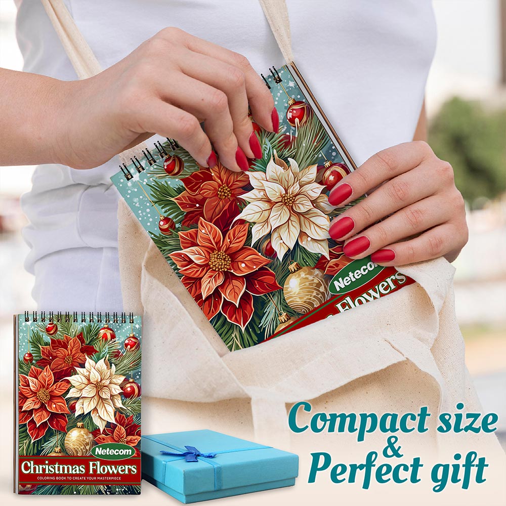 Netecom Christmas Flowers Spiral Coloring Book For Adults