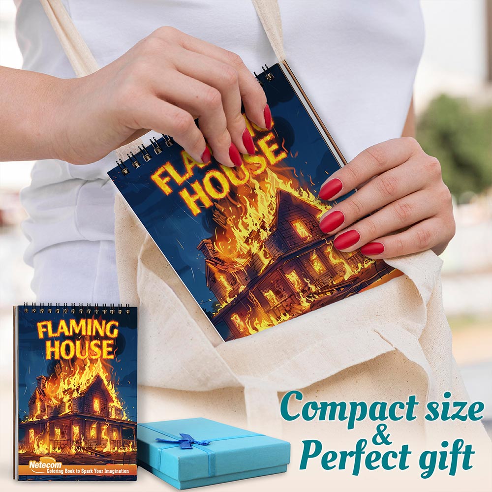 Netecom Flaming House Spiral Coloring Book For Adults