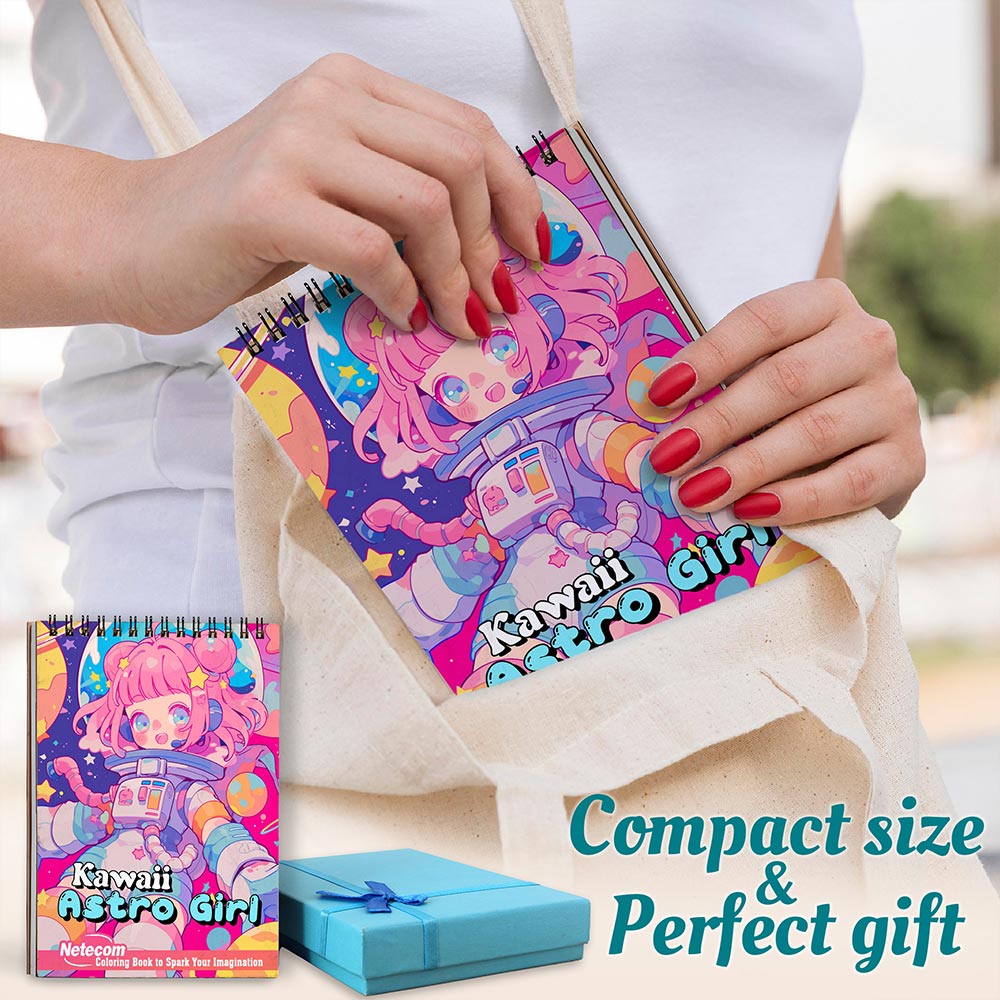 Netecom Kawaii Astronaut Girl Spiral Coloring Book For Adults