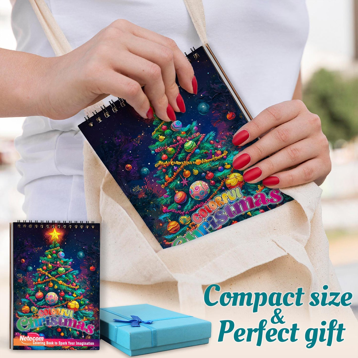 Netecom Colorful Christmas Spiral Coloring Book For Adults