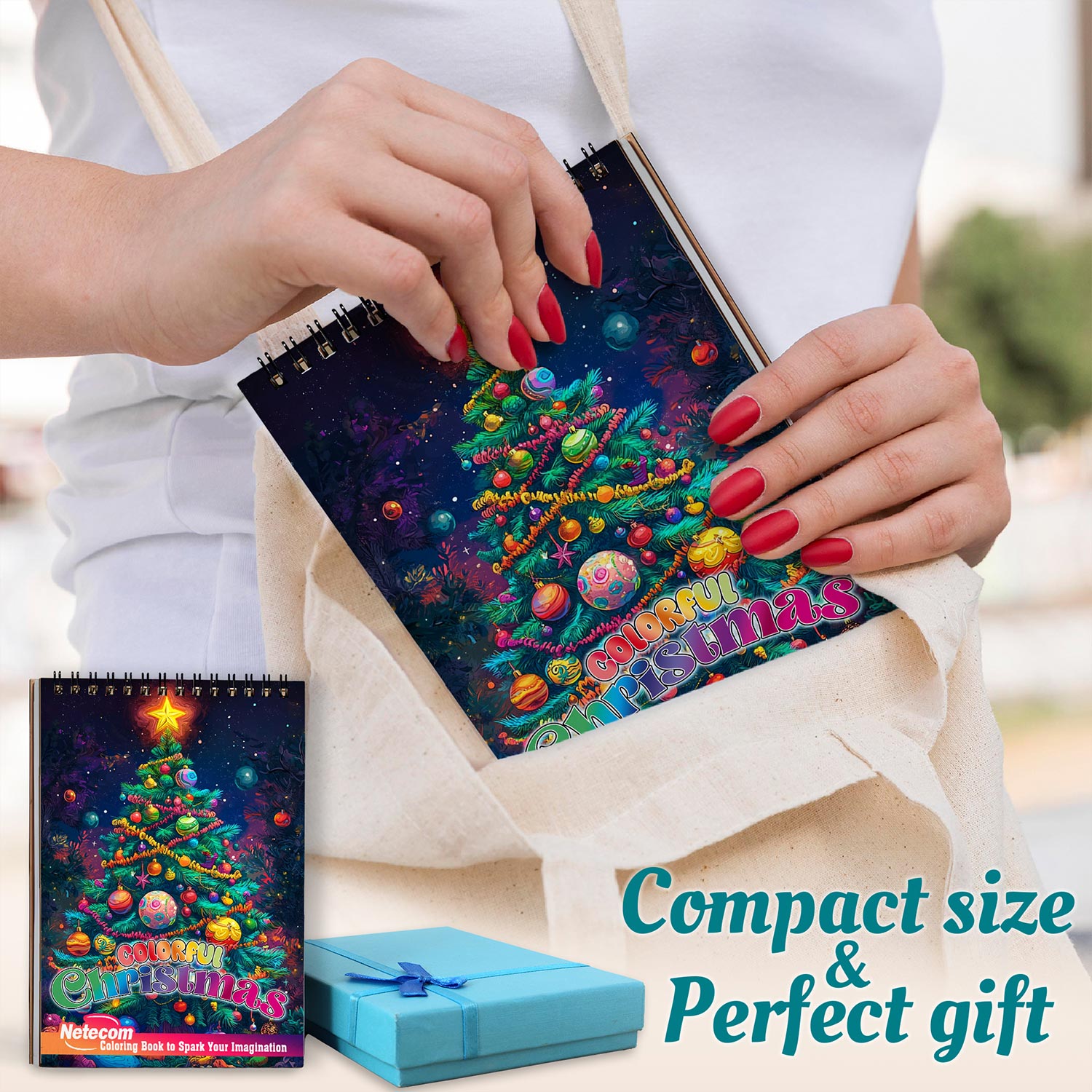 Netecom Colorful Christmas Spiral Coloring Book For Adults