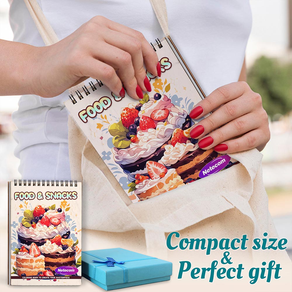 Food & Snacks Spiral Coloring Book For Adults