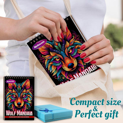 Netecom Wolf Mandala Spiral Coloring Book For Adults