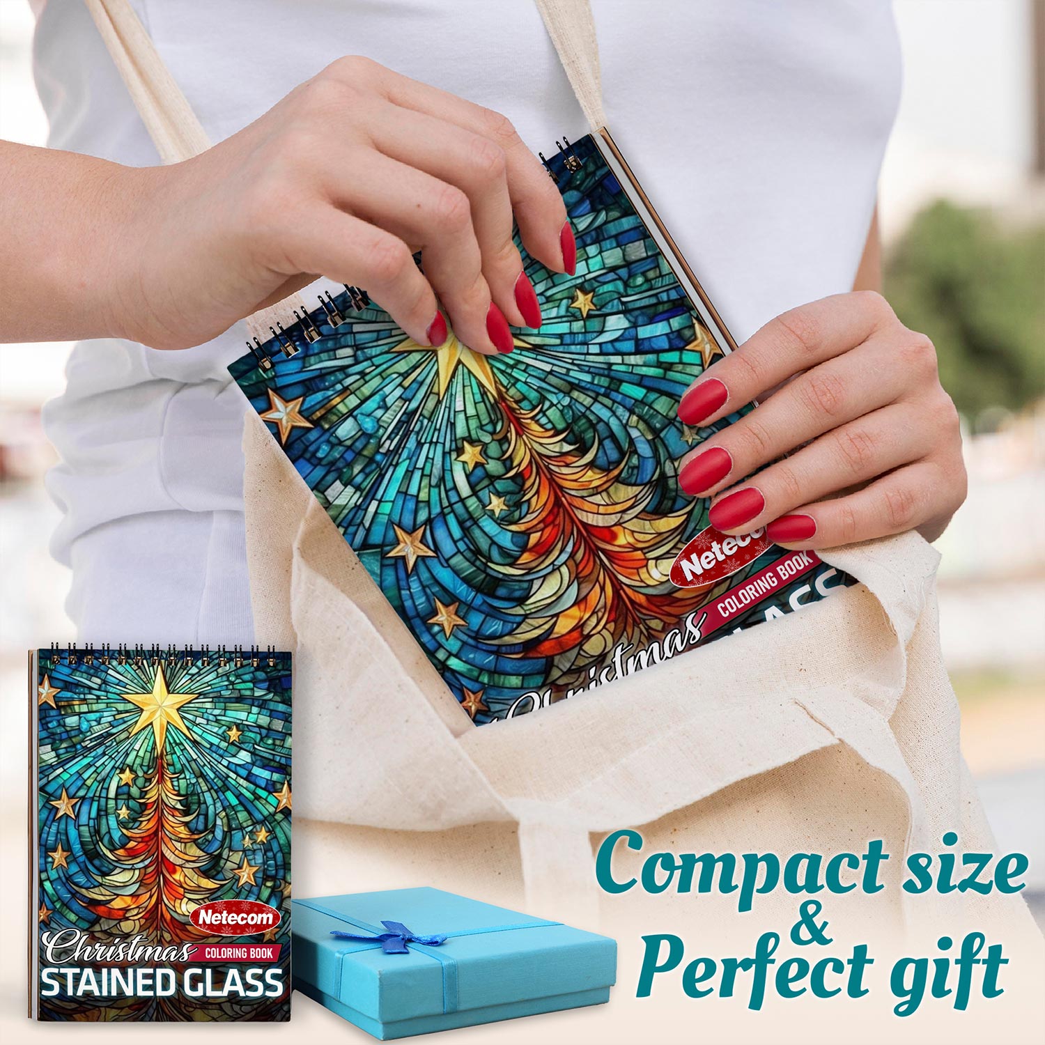 Netecom Christmas Stained Glass Spiral Coloring Book For Adults