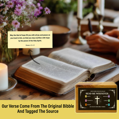 150 Color-Coded Bible Verses Wooden Box with Walnut Cross – Christian Scripture Cards for Encouragement, Prayer, Faith & Inspirational Gifts