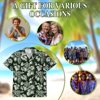 Netecom Grape Hawaiian Shirt for Men Women, Grape Lover Gifts, Fruit Button Down Summer Beach Short Sleeve Shirts