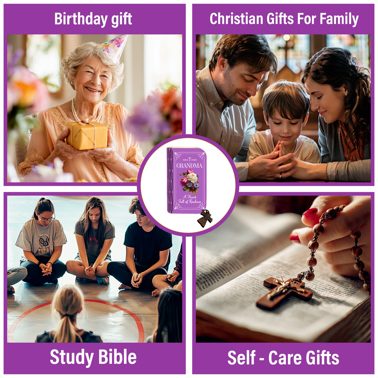 Netecom Bible Verse Box Set for Grandma – Wooden Scripture Box with 150 Daily Prayer and Scripture Cards, Inspirational Christian Gift