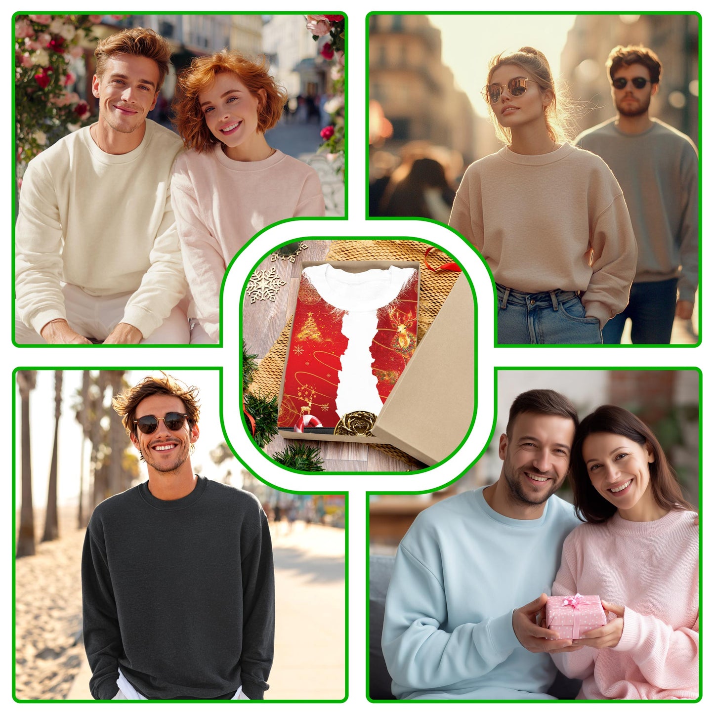 Netecom Santa Clause Sweatshirt  3D All Over Print, Christmas Ornament Holiday Design, Crewneck Pullover for Costume Party