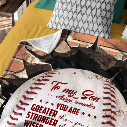 Netecom Personalized To My Son Baseball Blanket from Dad, Custom Love Dad to Son Throw Blanket for Couch, Bed or Sofa, Ultra Soft Warm Gift for Son’s Birthday, Christmas, or Father’s Day
