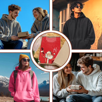 Neteco Ice Skating Santa 3D Hoodie with Front Pocket, Unisex Casual All Over Fashion Christmas Graphic Sweatshirt