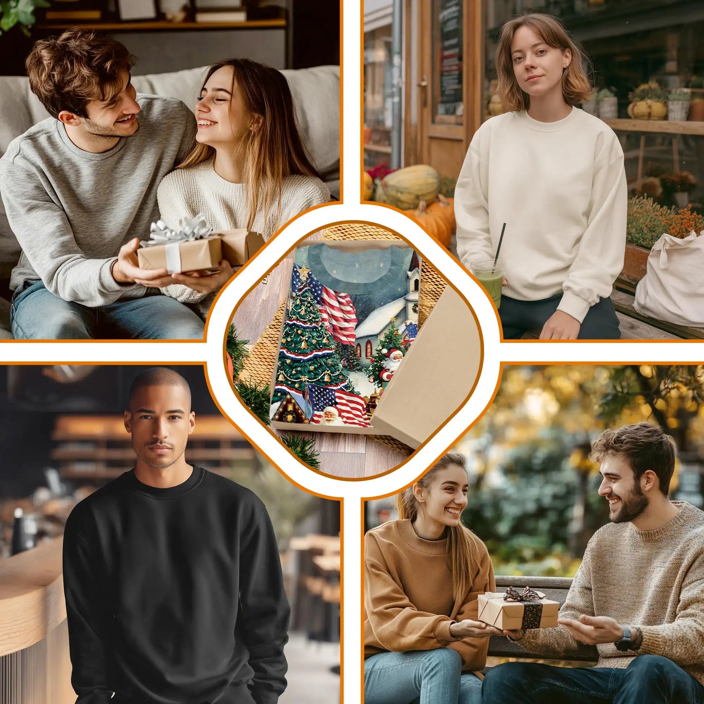 Vintage American Santa Christmas Sweatshirt, 3D All Over Print Retro Holiday Crewneck Pullover for Men Women, Santa Lover Gift - Netecom