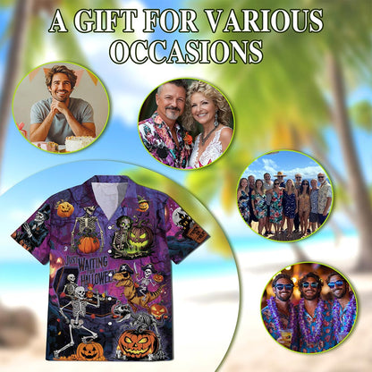 Netecom Halloween You're Already Dead Skeleton Hawaiian Shirt for Men, Horror Button Down Summer Beach Shirts, S-5XL