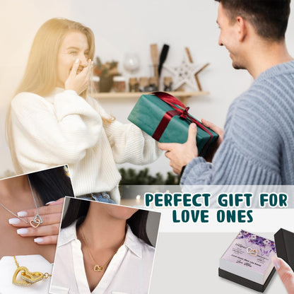 Netecom Personalized To My Daughter Necklace from Mom – Interlocking Heart Custom Jewelry Gift with Message Card & Elegant Box for Birthday, Graduation, Christmas