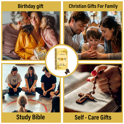 Netecom Bible Verse Box Set for Mom, Wooden Scripture Box with 150 Daily Scripture Cards, Christian Gift for Mother, Faith-Based Gift for Women