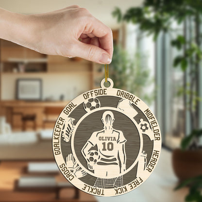 Netecom Personalized Soccer Ornament – Custom Wooden Ornament for Players & Fans – Soccer Terms & Christmas Gift