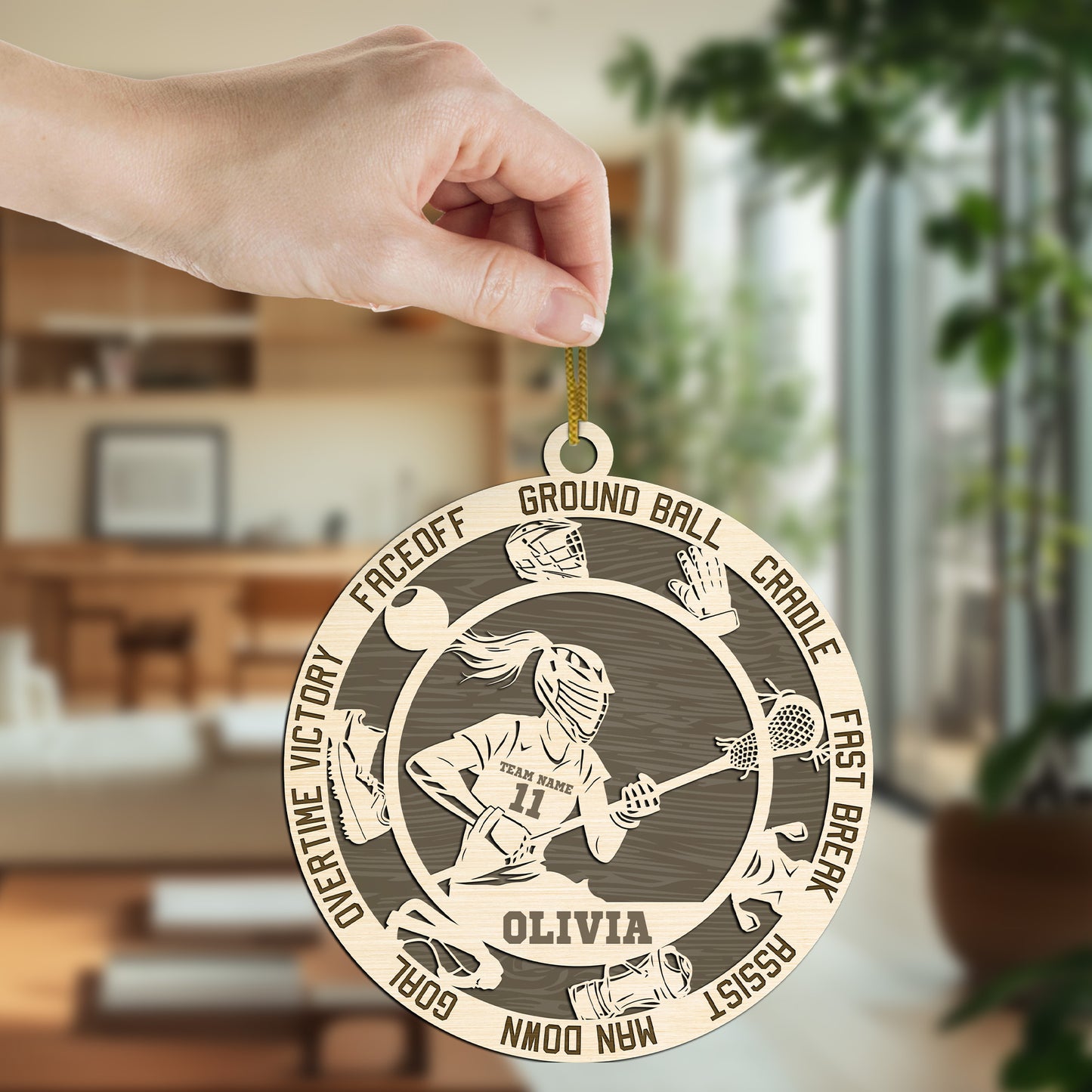 Netecom Custom Lacrosse Ornament – Personalized Wooden Ornament with Player Name & Lacrosse Terms – Perfect Christmas Gift