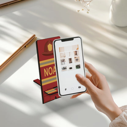 Netecom Personalized Firefighter Phone Stand, Custom Name Phone Holder - Ideal Gift for First Responders and Desk Organization