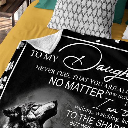 Netecom Personalized To My Daughter Blanket from Dad and Mom, Black White Wolf Throw Blanket for Couch, Bed or Sofa, Ultra Soft Warm, Birthday Gift for Daughter, Christmas or Anniversary