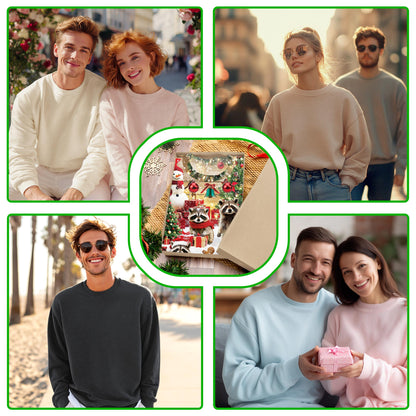 Netecom Cute Christmas Raccoon Sweatshirt 3D All Over Print, Raccoon Lover Gifts, Crewneck Pullover for Costume Party