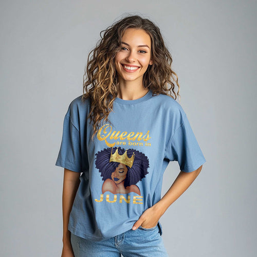 Netecom Queens Are Born in June T-Shirt, Funny Birthday Shirt for Women, Perfect Gift for June Birthday