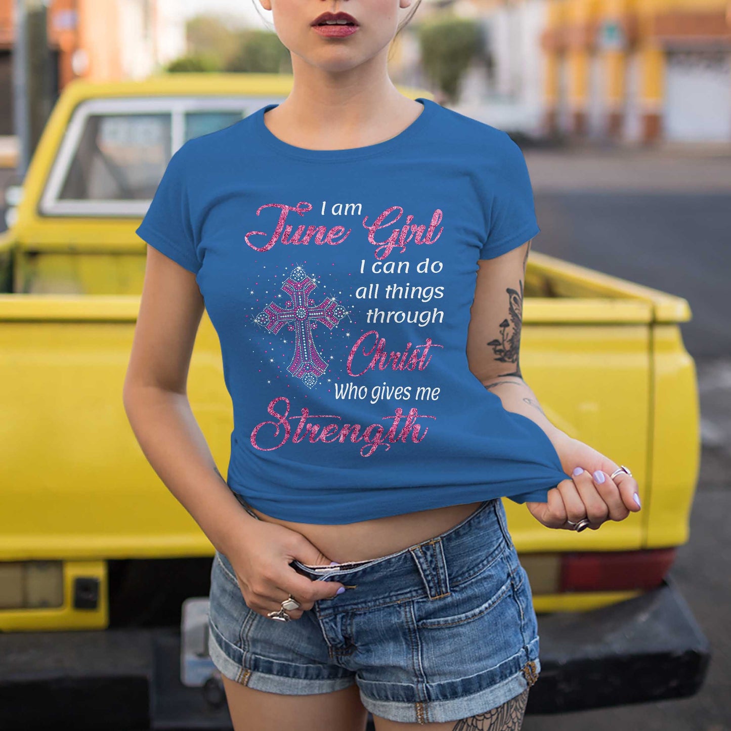 Netecom I Am a June Girl T-Shirt, Faith-Inspired Tee for Women, Great Christian Birthday Gift