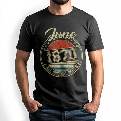 Netecom June 1970 All Original Parts T-Shirt, Retro Birthday Shirt for Men, Perfect Gift for June Birthday