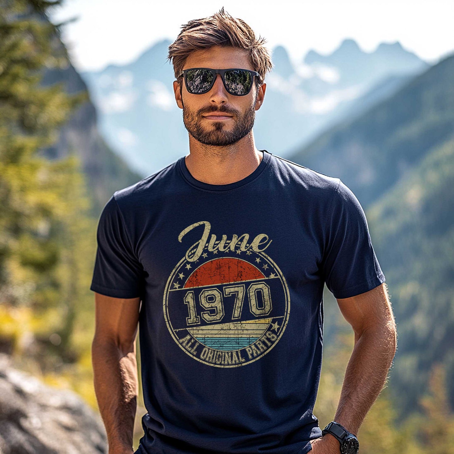 Netecom June 1970 All Original Parts T-Shirt, Retro Birthday Shirt for Men, Perfect Gift for June Birthday