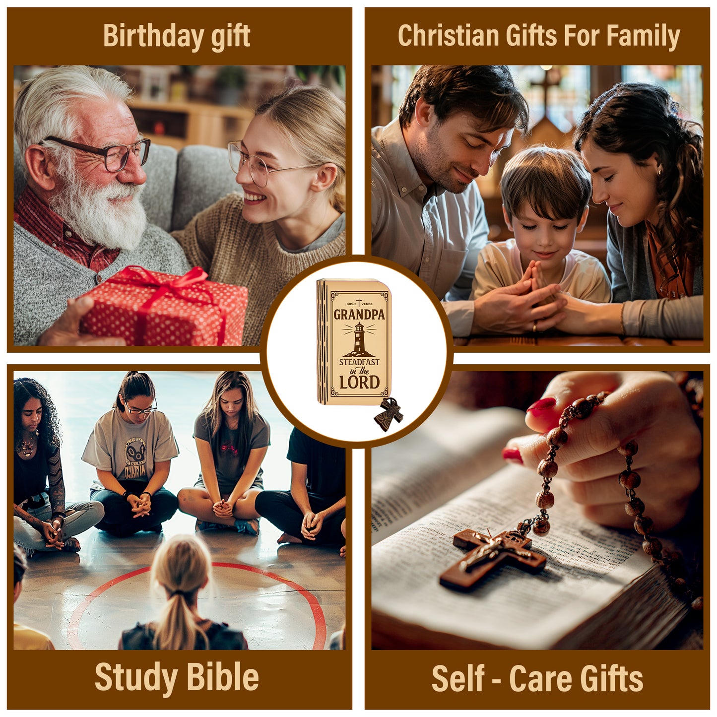Netecom Bible Verse Box Set for Grandpa – Wooden Scripture Box with 150 Daily Prayer & Scripture Cards, Inspirational Christian Gift